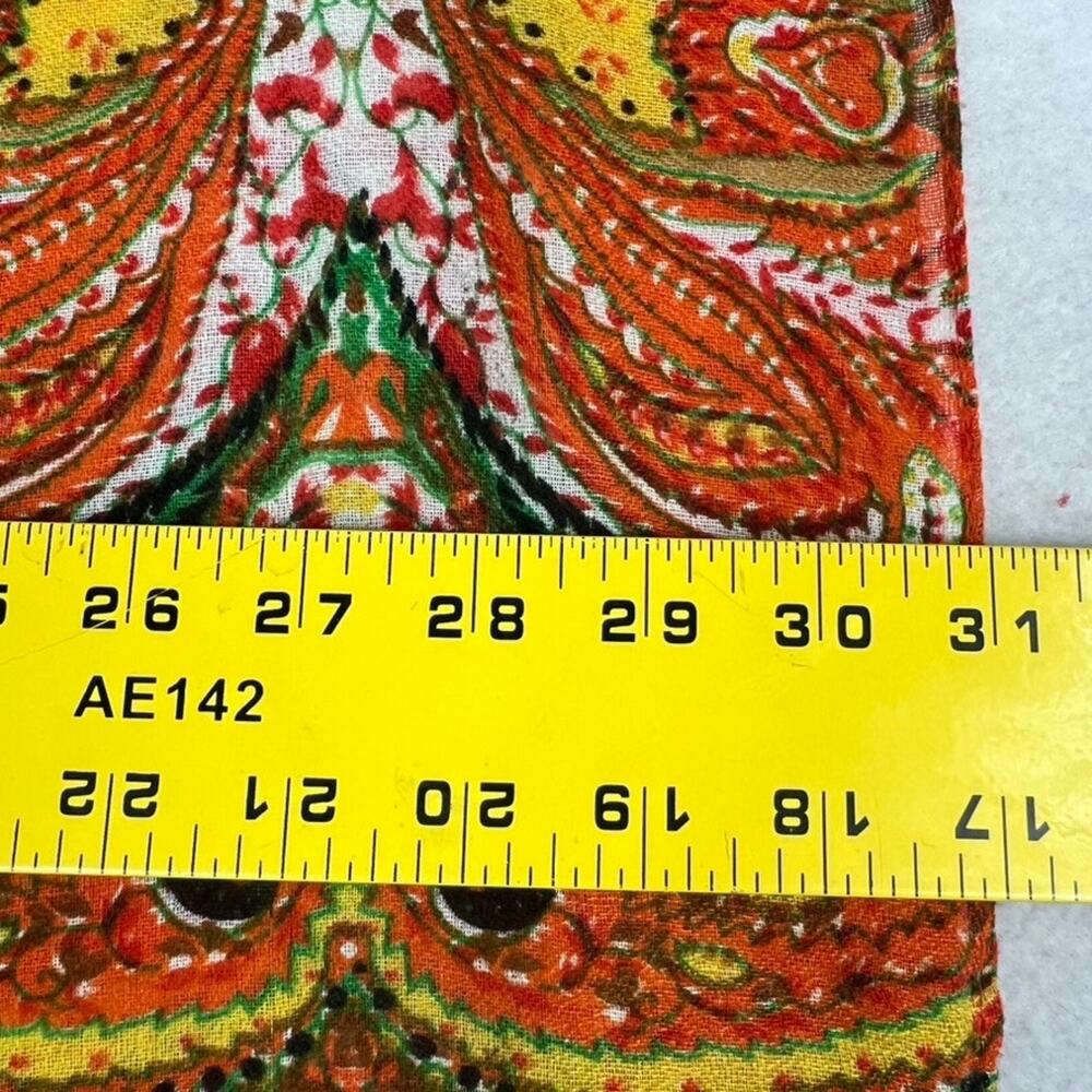 Scarf Wrap Shawl Floral XL Long Orange Green Vtg Viscose - Picture 3 of 8